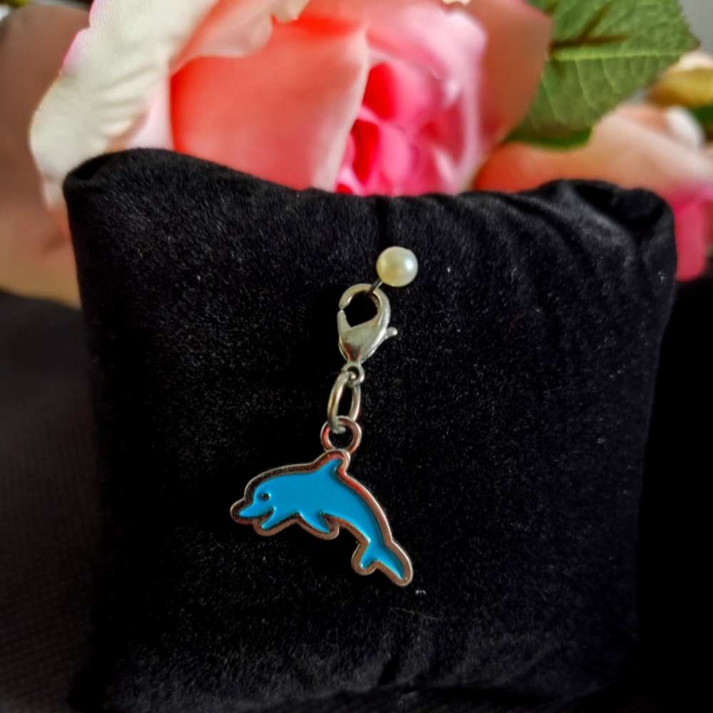 Pre-loved Blue Silver Dolphin Charm with Lobster Clasp